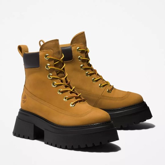 NWOB Timberland Sky 6-Inch Lace Up Wheat Nubuck Leather Platform Boots - Picture 2 of 9